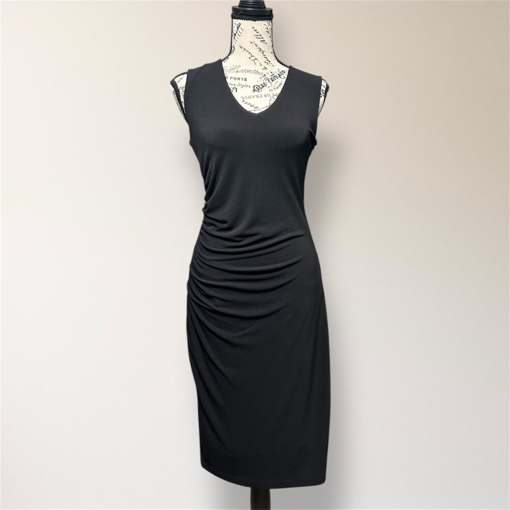 Honeylove‎ M Black InnerPower Shaping Sleeveless Midi Dress Cocktail Party NWT